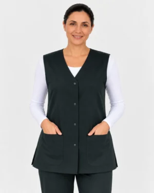 Colete decote em V produzido em oxford preto