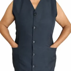 Colete decote em V produzido em oxford preto